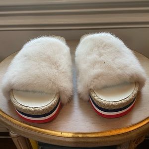 Moncler mink slides slippers sandals white size 40 / 10 brand new no box